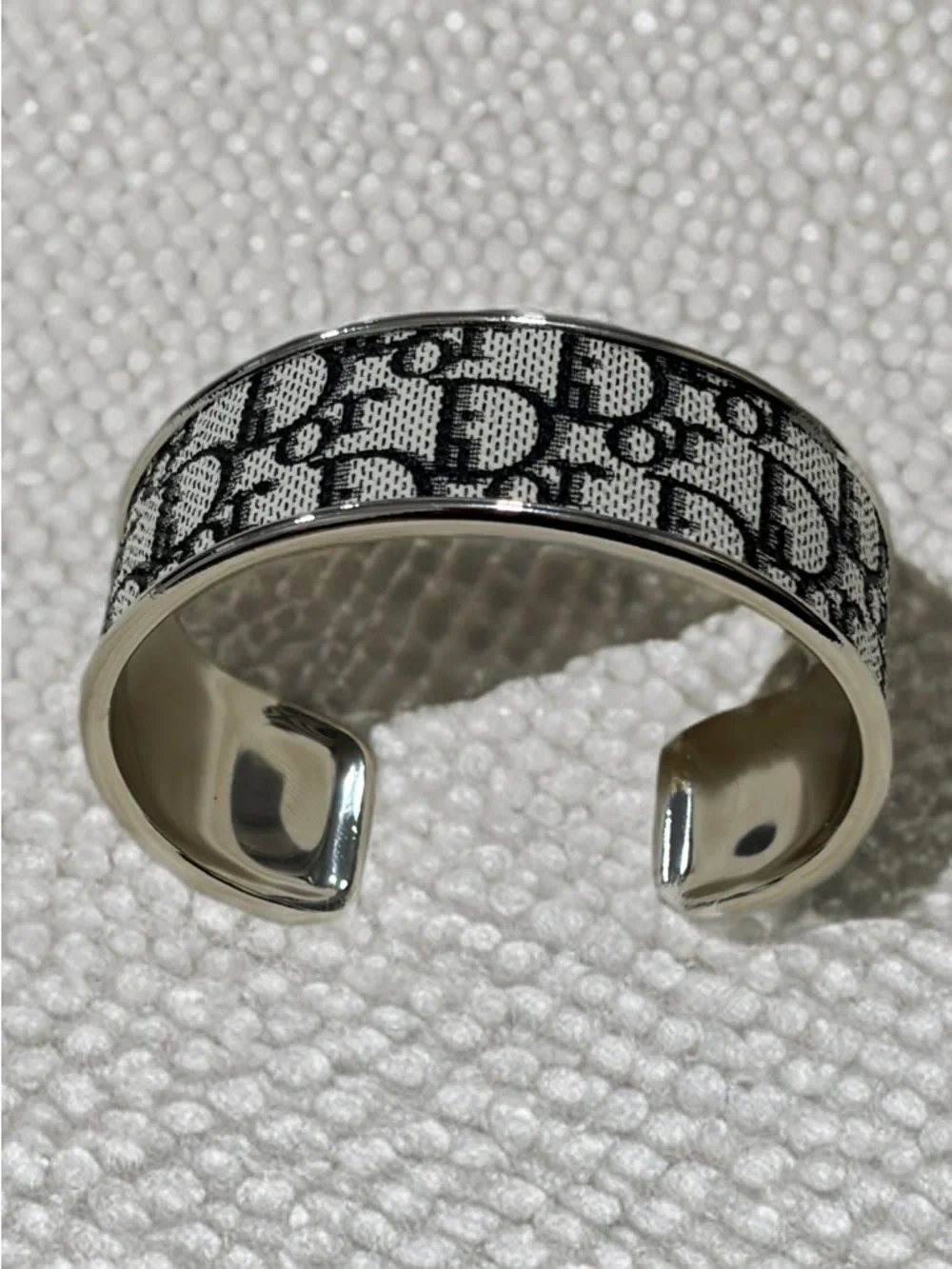 Designer-Style Dior Black and White Monogram Cuff Bracelet
